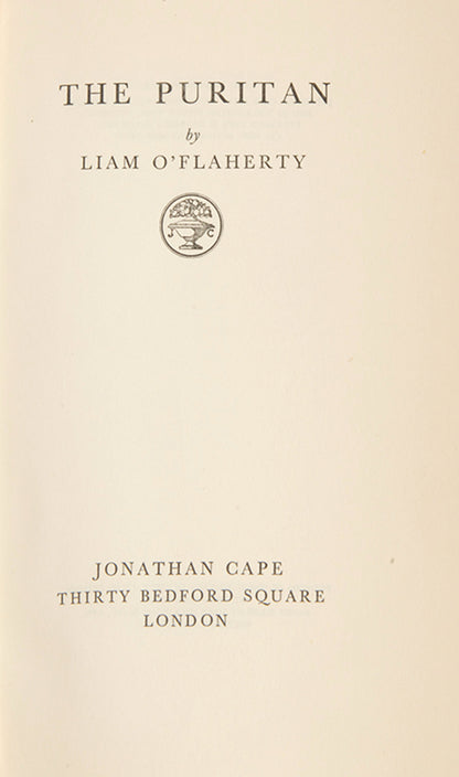 First edition of The Puritan by Liam O'Flaherty.
