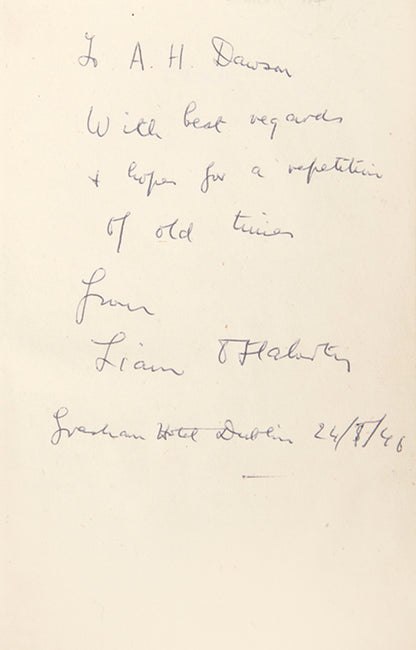 First edition of Land by Liam O'Flaherty, inscribed by the author.