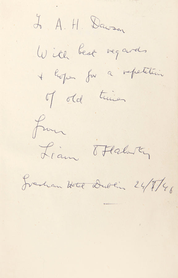 First edition of Land by Liam O'Flaherty, inscribed by the author.