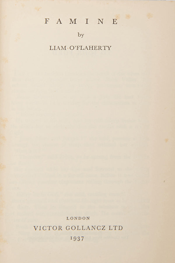 First edition of Famine by Liam O'Flaherty.