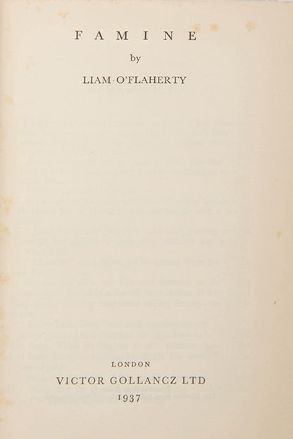 First edition of Famine by Liam O'Flaherty.