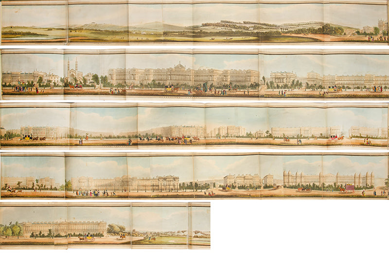 First edition of Richard Morris's Panoramic View Round the Regent's Park, a magnificent hand-coloured panorama.