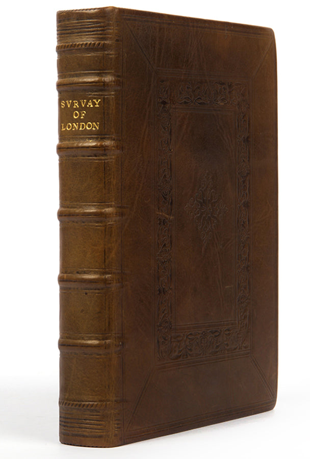 The first edition of Stow's important Survay of London, teh most important sixteenth-century source documenting city-life int he Elizabethan age.