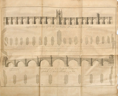 First editions of Nicholas Hawksemoor's A Short Account of London Bridge, and Thomas Lediard's Some Observations on the Scheme, with extra plates.