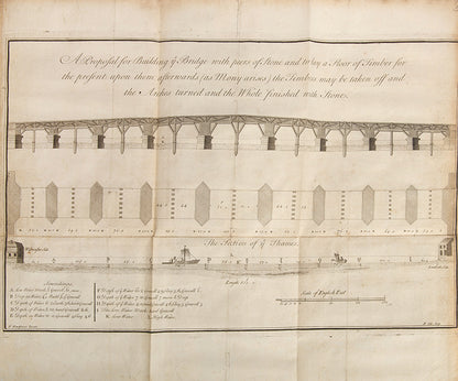 First editions of Nicholas Hawksemoor's A Short Account of London Bridge, and Thomas Lediard's Some Observations on the Scheme, with extra plates.