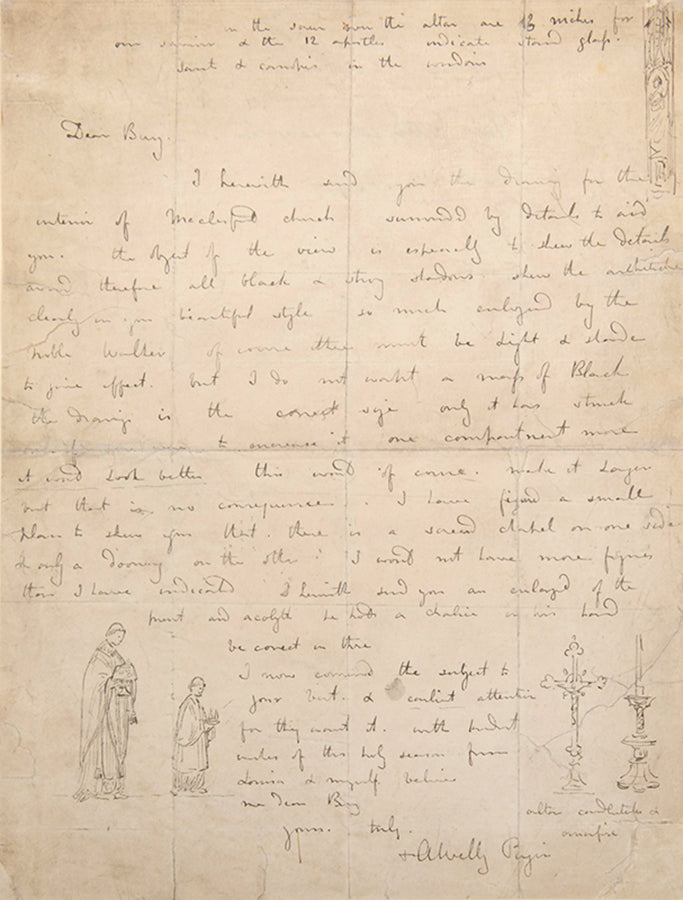 First edition, early issue, of Ackermann's The Microcosm of London, with an autograph letter from Augustus Welby Pugin to Thomas Bury.