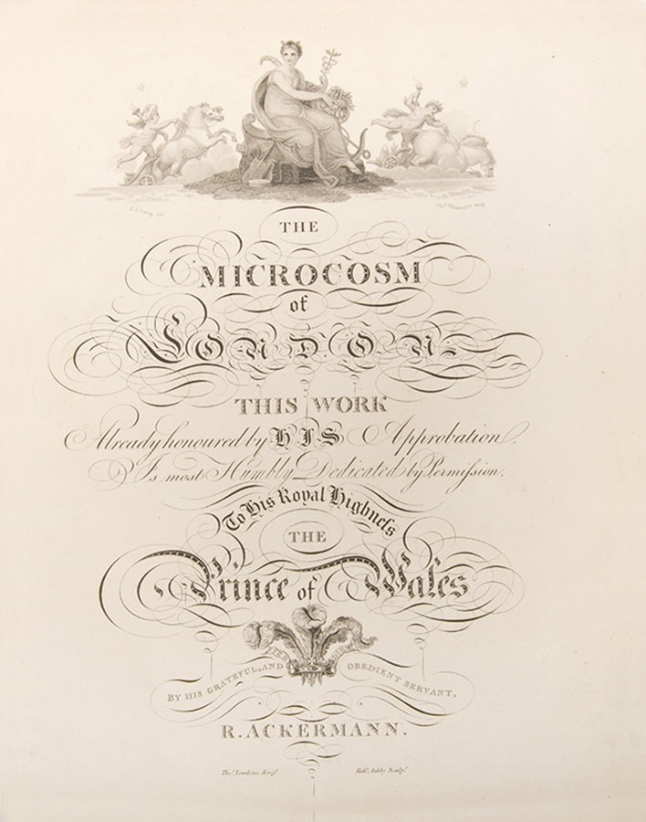 First edition, early issue, of Ackermann's The Microcosm of London, with an autograph letter from Augustus Welby Pugin to Thomas Bury.