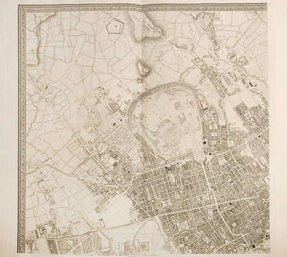 Uncoloured first edition, in the six original segments, of Cristopher Greenwood's landmark Map of London, beautifully engraved map by James and Josiah Neele.