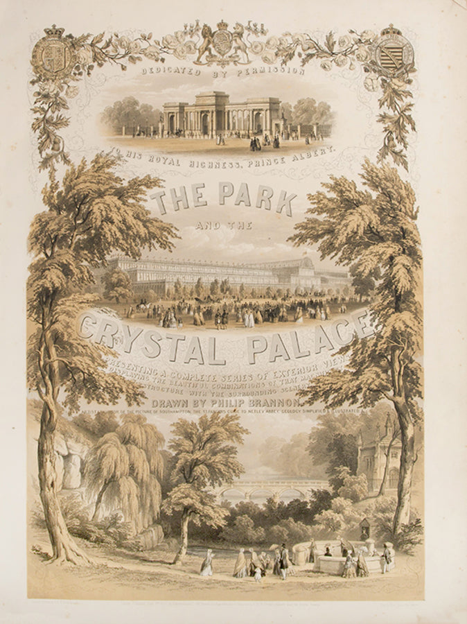 First edition of Phillip Brannon's The Park and the Crystal Palace, a scarce set of unusual views of the Crystal Palace, with an additional hand-coloured lithograph titled 'Interior of the Crystal Palace'.