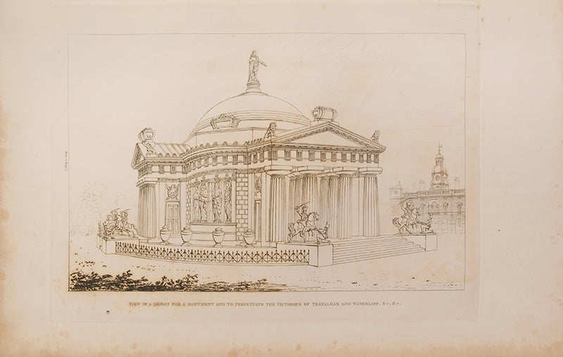 First edition of Designs for Public and Private Buildings by John Soane, exhibiting his designs including the Houses of Parliament, the Bank of England, and Hyde Park gate.