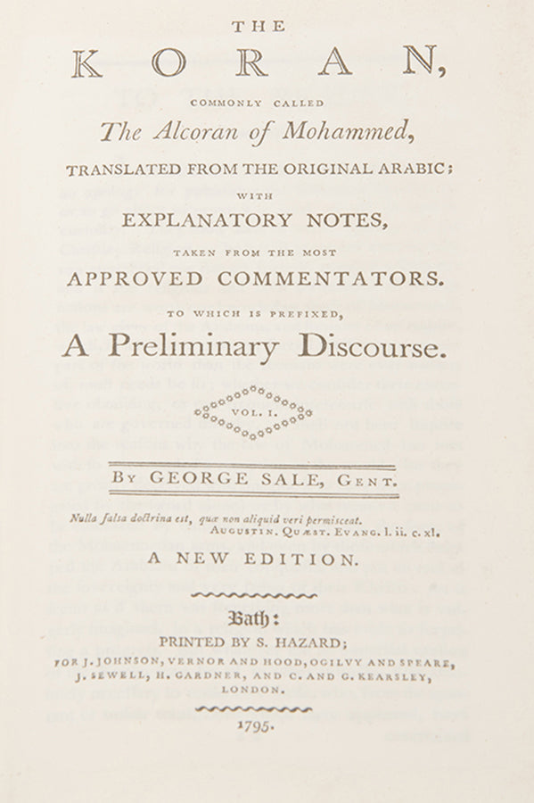 New editon of the George Sale Koran printed in Bath in 1795.