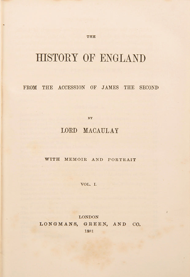 A superb set in full contemporary tree-calf gilt of Macaulay's History of England