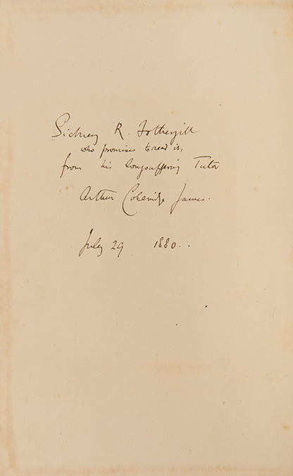 The first edition of this posthumously publihsed collection of essays by J.B. Mozley, Regius Professor of Divinity at the University of Oxford