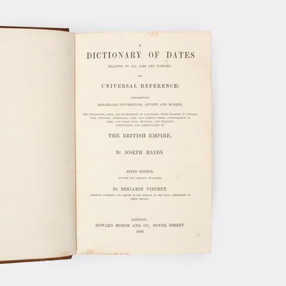 A handsomely bound example of this encyclopaedia work by Joseph Haydn, A Dictionary of Dates