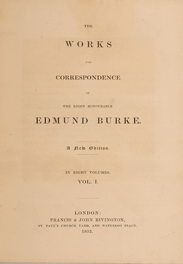 A handsome set of the collected works of Edmund Burke, widely regarded as the founding-father of modern Conservatism