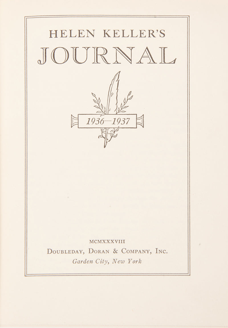 First edition and an attractive copy in the dust jacket of the journal that Helen Keller kept during the year following the death of her teach, Anne Sullivan Macy.