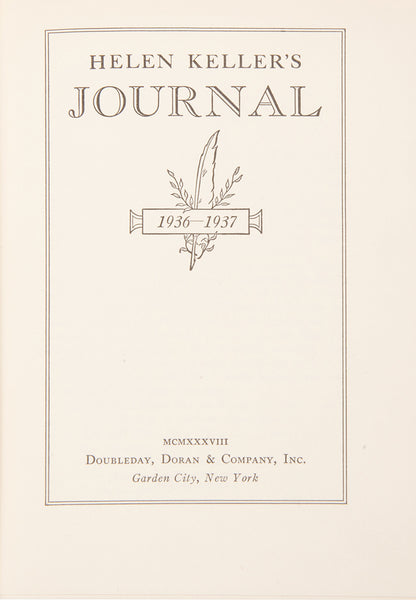 First edition and an attractive copy in the dust jacket of the journal that Helen Keller kept during the year following the death of her teach, Anne Sullivan Macy.