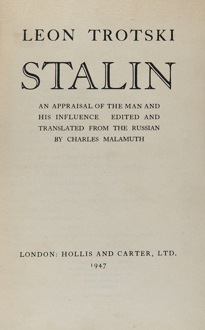 The first UK edition of Leon Trotsky's political biography of Joseph Stalin, bound n full red morocco gilt