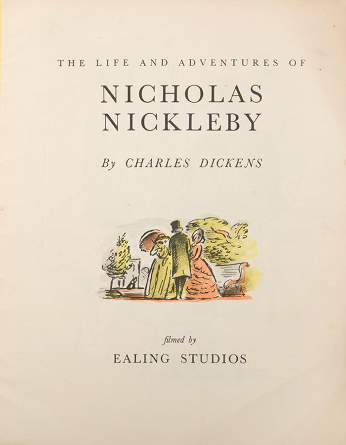 A stunning booklet for the Ealing Studious film of Nicholas Nickleby illustrated by Edward Ardizzone, starring, Stanley Holloway and Sybil Thorndike, 1947