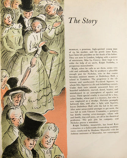 A stunning booklet for the Ealing Studious film of Nicholas Nickleby illustrated by Edward Ardizzone, starring, Stanley Holloway and Sybil Thorndike, 1947