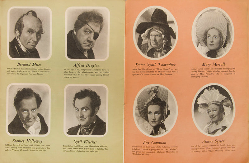 A stunning booklet for the Ealing Studious film of Nicholas Nickleby illustrated by Edward Ardizzone, starring, Stanley Holloway and Sybil Thorndike, 1947