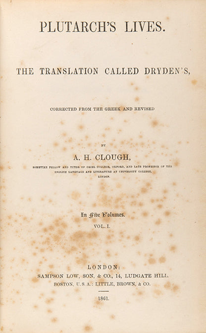 An attractive five-volume set of Plutarch's Lives following the English language translation of John Dryden