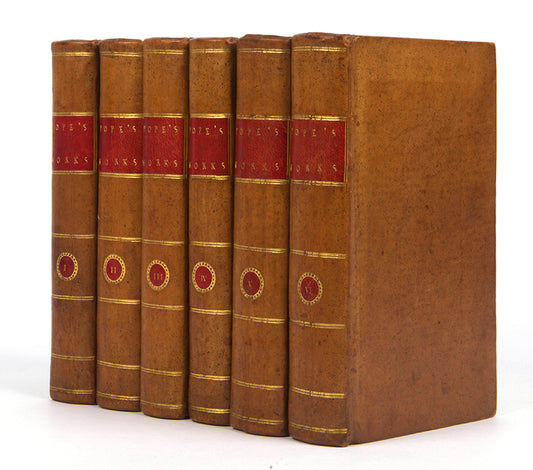 A lovely six-volume edition of Alexander Pope's collected works, illustrated with 24 engraved plates