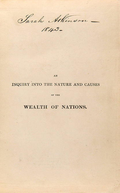 An early critical edition of Adam Smith's An Inquiry into the Nature and Causes of the Wealth of Nations