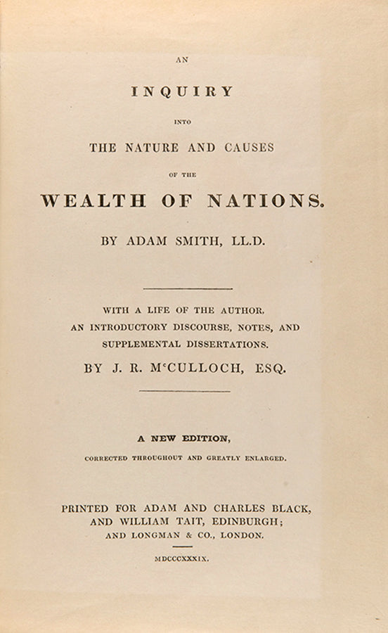 An early critical edition of Adam Smith's An Inquiry into the Nature and Causes of the Wealth of Nations