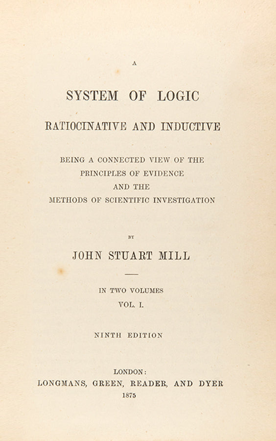 The first posthumous edition of J.S. Mill's greatest work of pure philosophy, A System of Logic