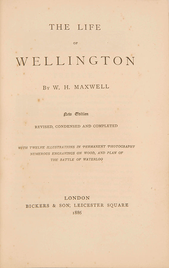 A inely bound example of Maxwell's Life of Wellington, bound in green morocco for The Judd School by Bickers