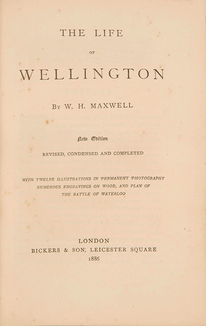 A inely bound example of Maxwell's Life of Wellington, bound in green morocco for The Judd School by Bickers