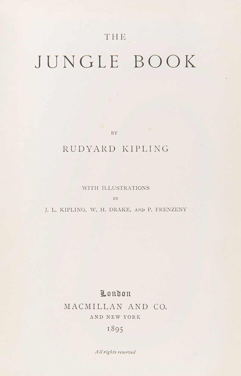 An attractive set of Kipling's. The Jungle Book and The Second Jungle Book, his best known collection of stories, famously made into a film; 2 volumes, <br />
