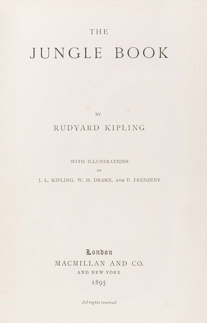 An attractive set of Kipling's. The Jungle Book and The Second Jungle Book, his best known collection of stories, famously made into a film; 2 volumes, <br />