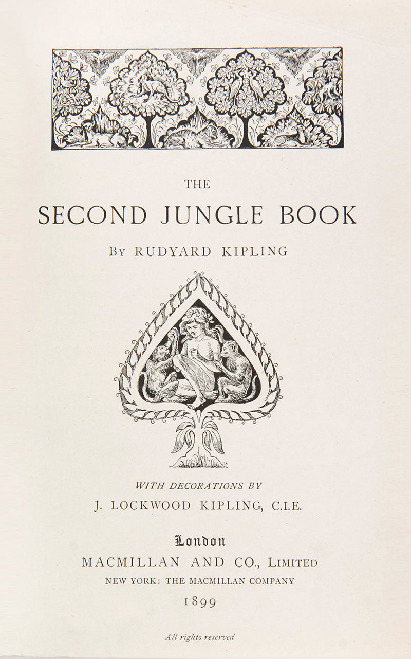 An attractive set of Kipling's. The Jungle Book and The Second Jungle Book, his best known collection of stories, famously made into a film; 2 volumes, <br />