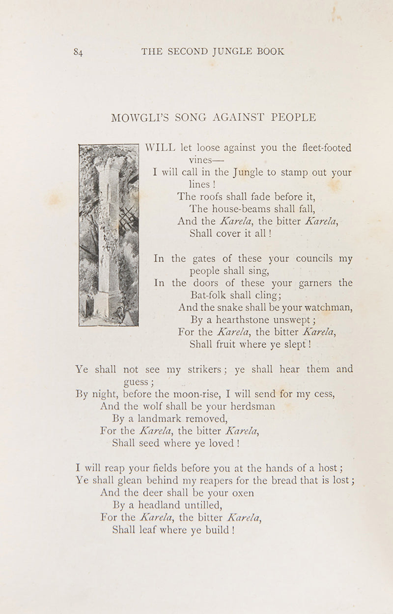 An attractive set of Kipling's. The Jungle Book and The Second Jungle Book, his best known collection of stories, famously made into a film; 2 volumes, <br />