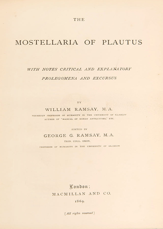The Mostellaria of Plautus