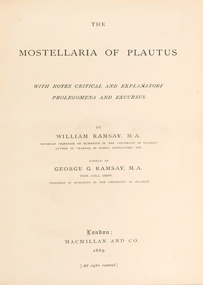The Mostellaria of Plautus