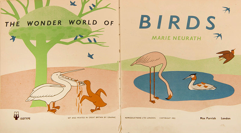 First edition of the children's book The Wonder World of Birds by graphic design pioneer Marie Neurath, in the rare dust jacket.