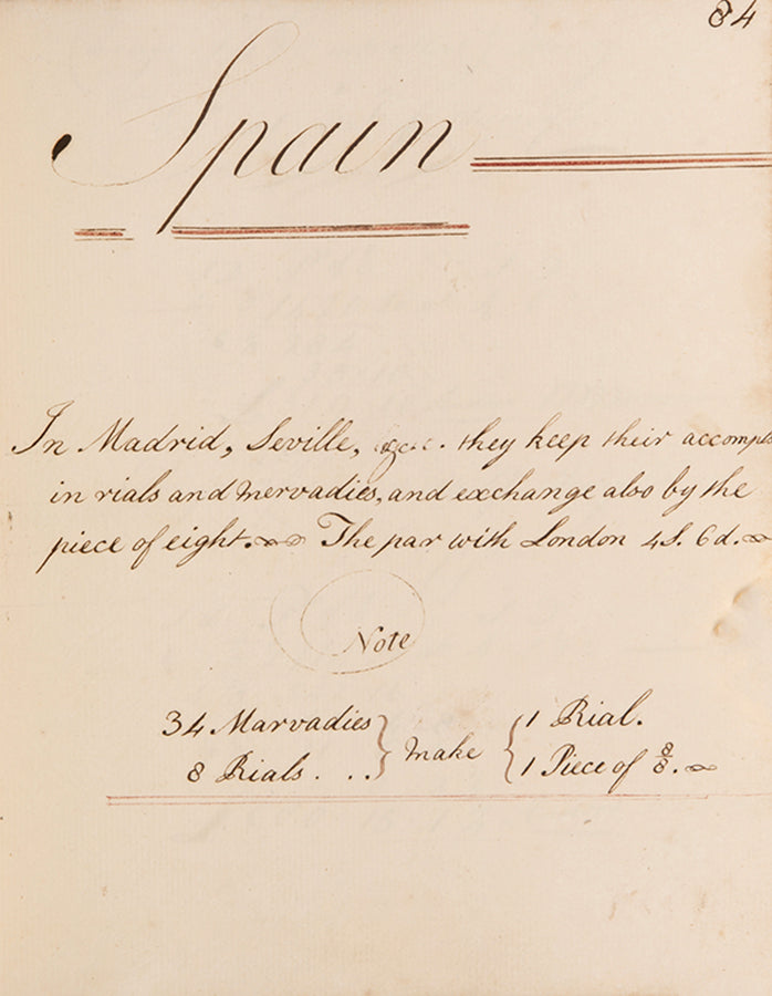An attractive mathematical workbook made in 1759 emphasising calculations in trade, currency exchange, and farming, likely by Richard Beale Senior of Biddenden, Kent.