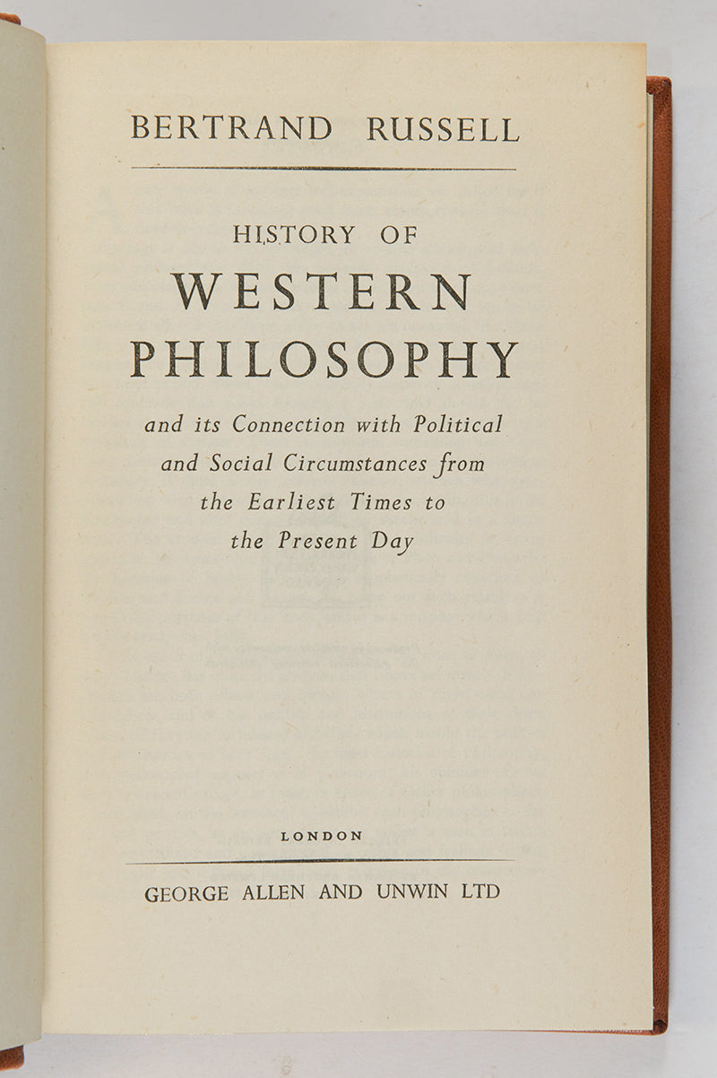 The first edition of Bertrand Russell's History of Western Philosophy, in full brown morocco