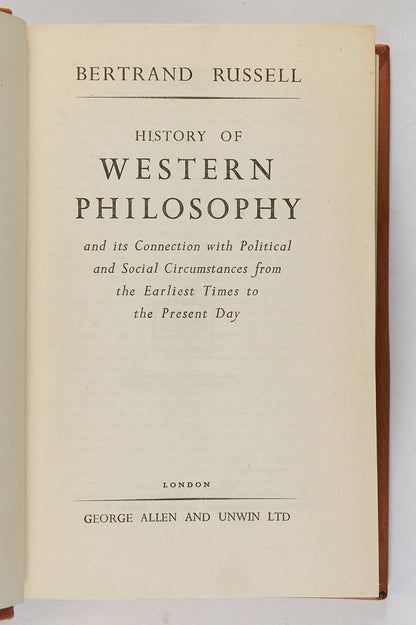 The first edition of Bertrand Russell's History of Western Philosophy, in full brown morocco