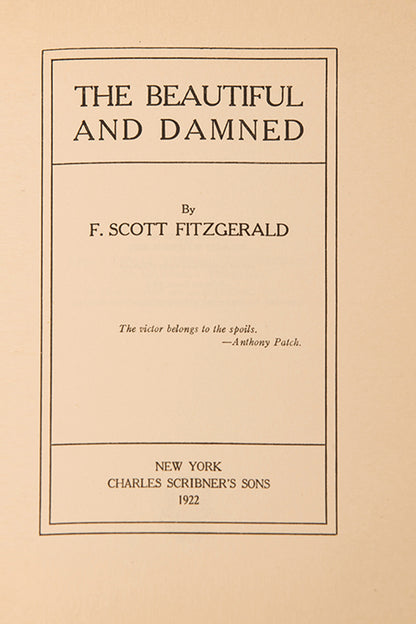 A first edition of The Beautiful and Damned by F. Scott Fitzgerald, one of the leading authorial voices of the Jazz Age, finely bound in green morocco gilt