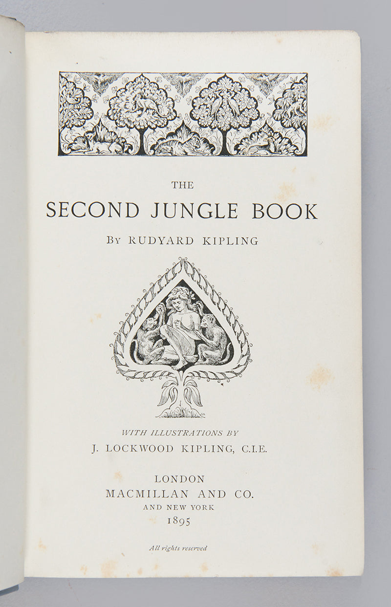 The Second Jungle Book by Rudyard Kipling with 39 text illustrations by his son J. Lockwood, a first edition copy with the publisher's original cloth, v.g condition