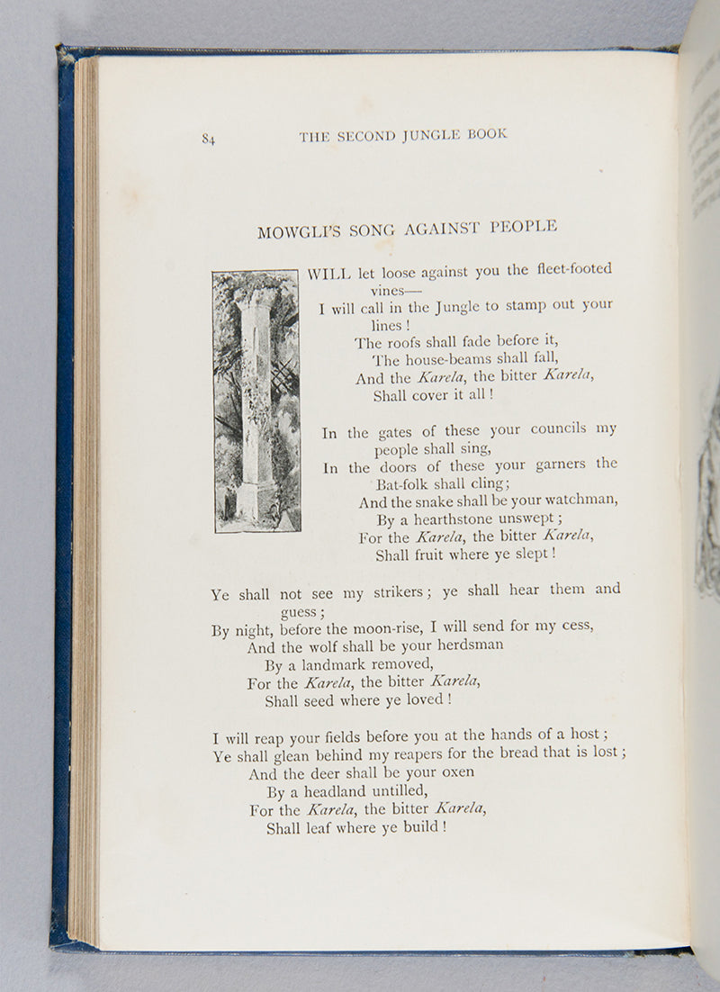 The Second Jungle Book by Rudyard Kipling with 39 text illustrations by his son J. Lockwood, a first edition copy with the publisher's original cloth, v.g condition