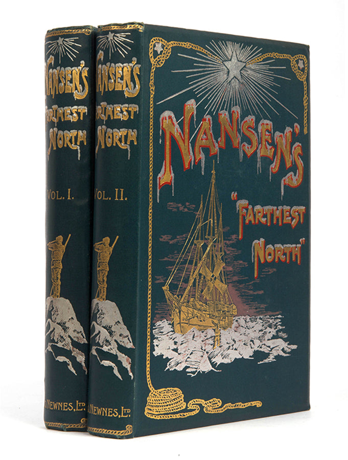 The second edition, with the elaborate gilt cloth decoration new to this edition, of Fridtjof Nansen's Farthest North, the official account of the Fram expedition.