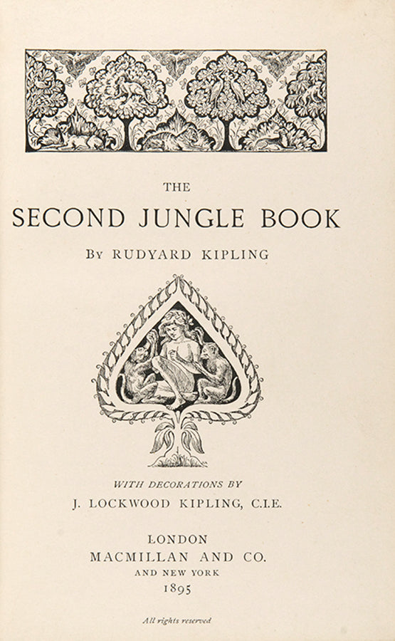 The jungle book in two volumes, with the original pictorial boards in very good condition, the gilt embossed covers are well preserved especially the second volume