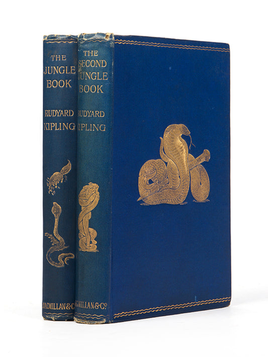 The jungle book in two volumes, with the original pictorial boards in very good condition, the gilt embossed covers are well preserved especially the second volume