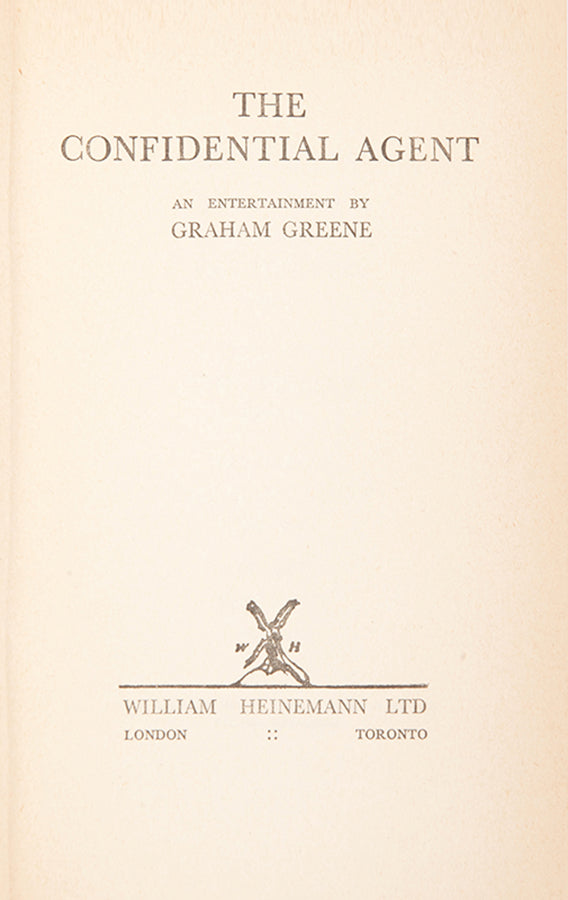 First edition of The Confidential Agent by Graham Greene in the first issue dustjacket.