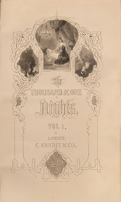 First edition and english translation of the Arabian Nights by Edward Lane, printed in London in 1839.